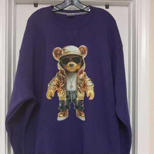 Purple N Gold Graphic Print Sweatshirt 2XL